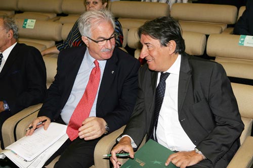 Da sinistra: Raffaele Bonanni, segretario generale della Cisl e Innocenzo Cipolletta, Presidente delle Ferrovie dello Stato